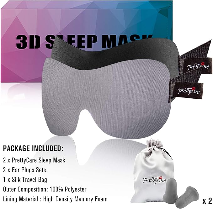 PrettyCare 3D Sleep Mask 2 Pack, Eye Mask - Image 7