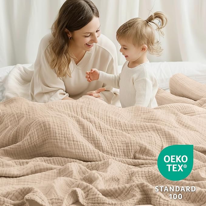 100% Cotton Muslin Blanket 40" x 40", Breathable and Lightweight Cotton Throw - Image 2