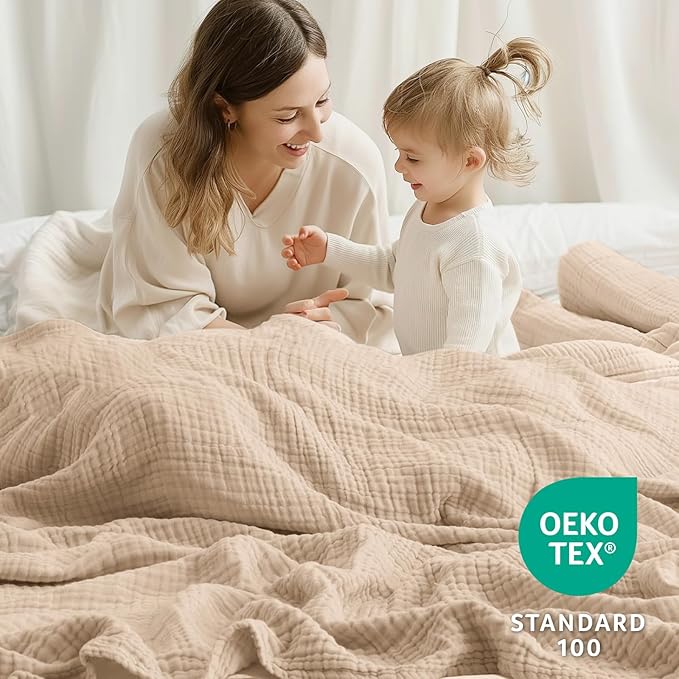 100% Cotton King Size Blankets for Bed 108" x 90", 6 Layers Cooling and Soft - Image 6