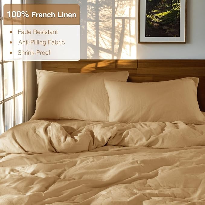 SONORO KATE 100% French Linen Duvet Cover Queen Size, Soft Breathable - Image 2