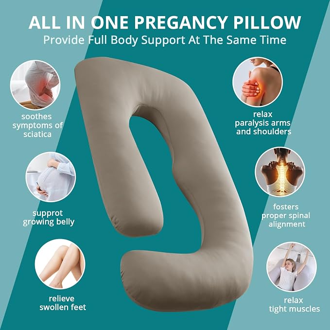 Sasttie Pregnancy Pillows for Sleeping, U Shaped Cooling Full Body Pillow - Image 6