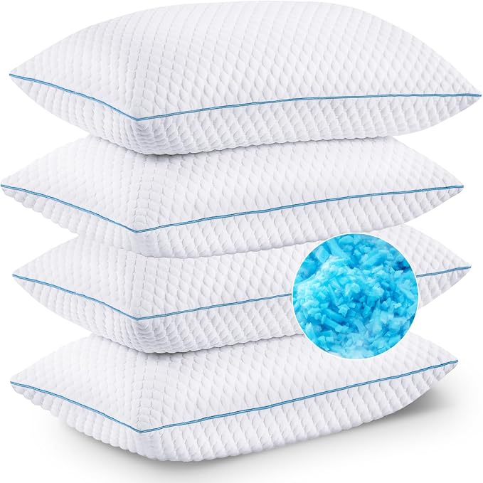 VVZ Cooling Bed Pillows Standard Size Set of 4, Shredded Memory Foam Pillows by VVZ