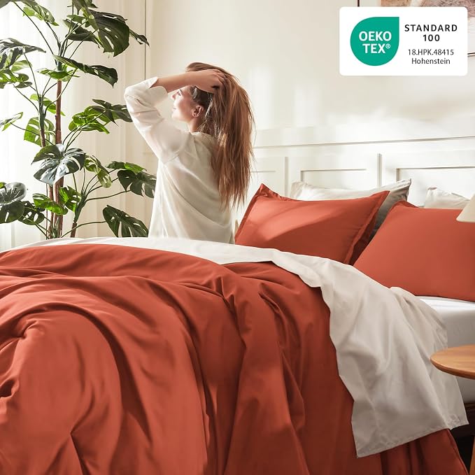 Litanika Oversized King Comforters Burnt Orange Super King Size, 3 Pieces - Image 4