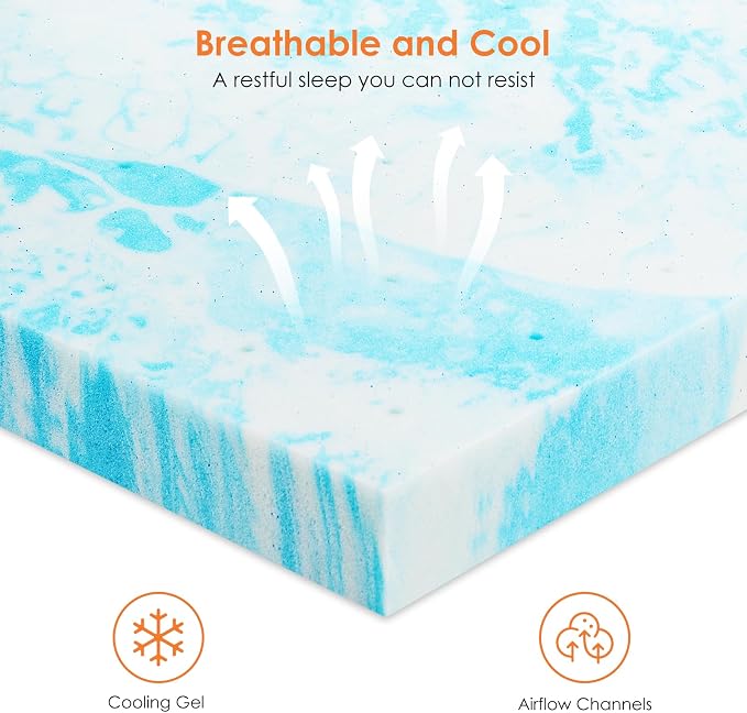 Sweetcrispy Mattress Topper King, 3 Inch Thick Memory Foam Gel Infused Cooling - Image 6