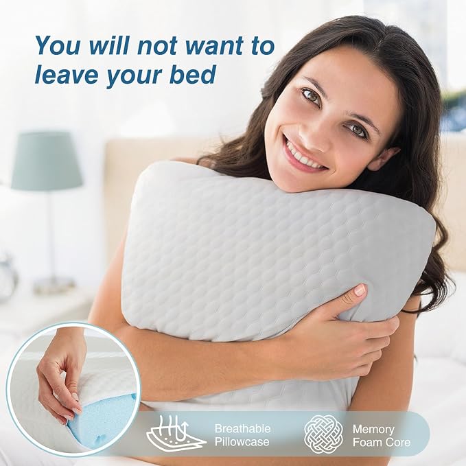 DUMOS Memory Foam Pillows for Sleeping 4 Pack, Bed Pillows for Adults - Image 5