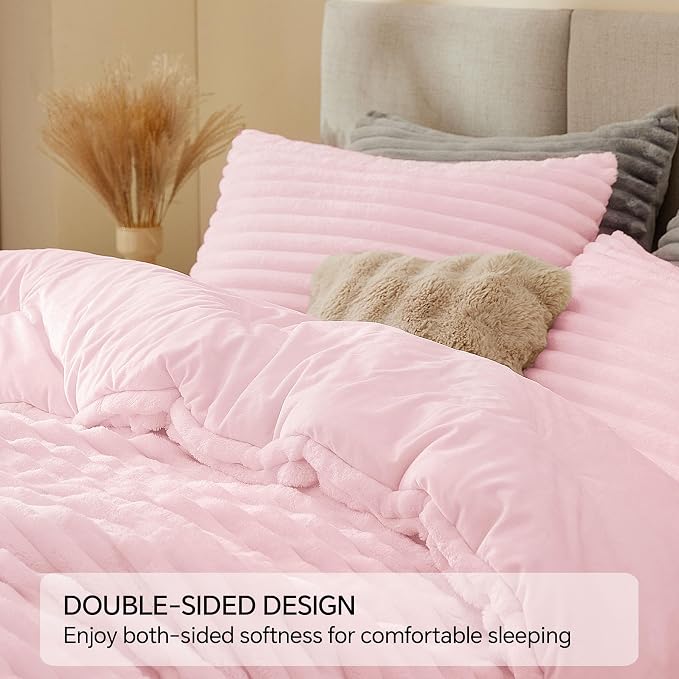 BEDELITE Fleece Queen Comforter Set -Super Soft & Warm Fluffy Cherry Blossom - Image 4