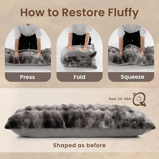 ZonLi Fluffy Body Pillow for Adults, Fuzzy Faux Fur Body Pillow - Image 8