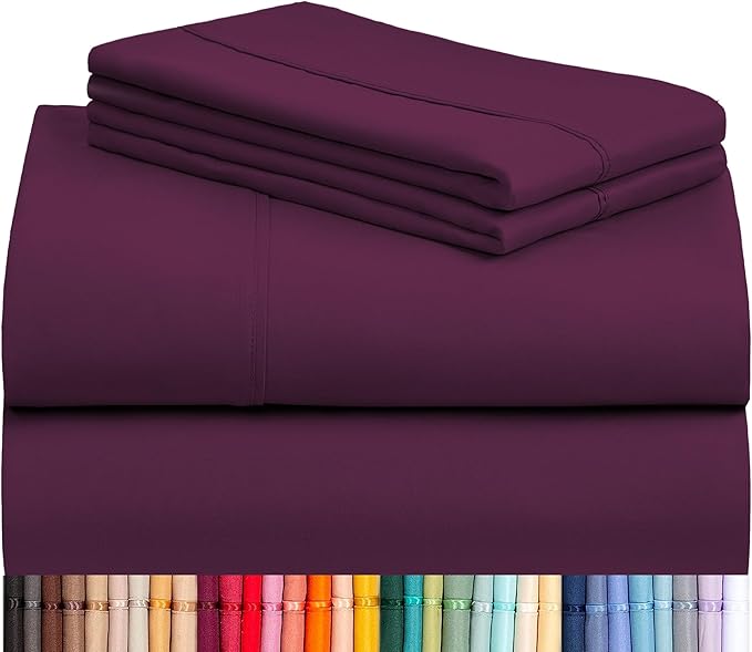 LuxClub 4 PC Queen Sheet Set, Deep Pockets Wrinkle Free Cooling Bed Sheets by LuxClub