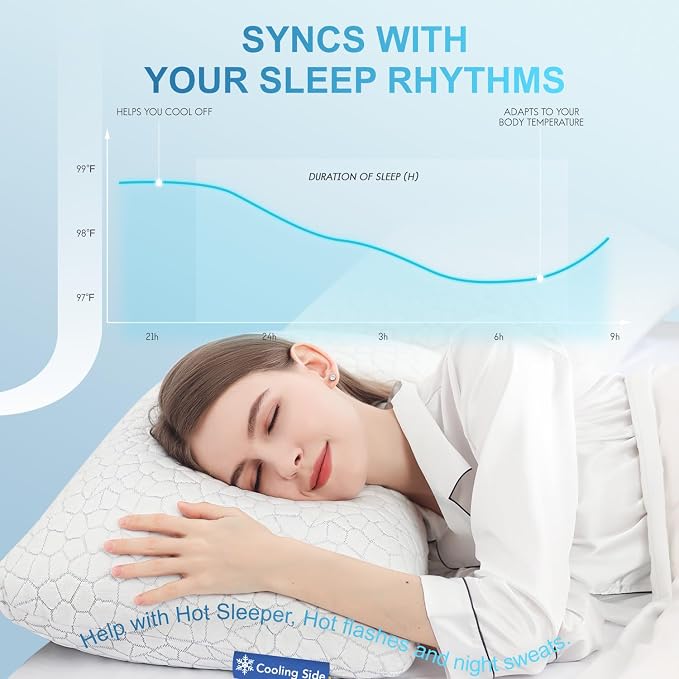 QUTOOL Cooling Pillow for Sleeping, CertiPUR-US Shredded Memory Foam Standard - Image 7