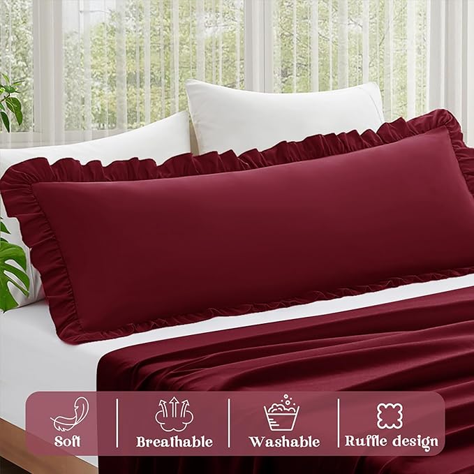 KKJIAF Ruffle Body Pillow Cases Set of 1, Ruffled Pillow Covers - Image 4