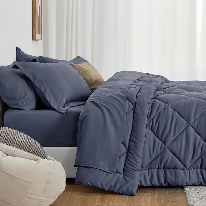 Love's cabin Full Comforter Set Navy Blue, 7 Pieces Full Bed in a Bag, All - Image 3