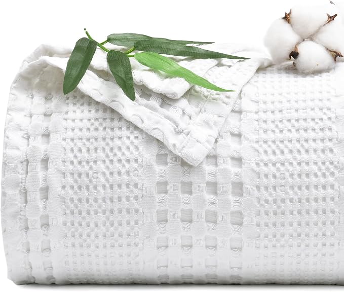 PHF Cooling Waffle Blanket Twin Size, Lightweight 60% Rayon from Bamboo & 40% by PHF
