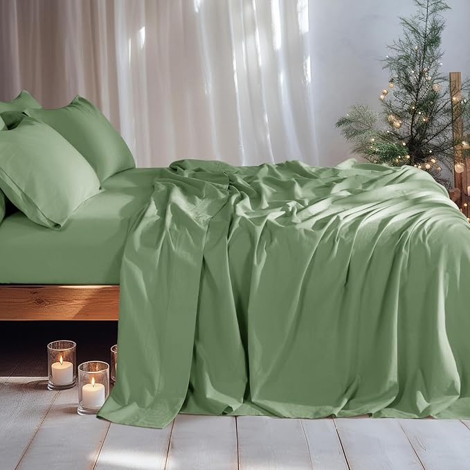 LBRO2M 100% Pure Linen Sheet Set Deep Pocket Up to 16" Bed Sheets Sets - Image 4