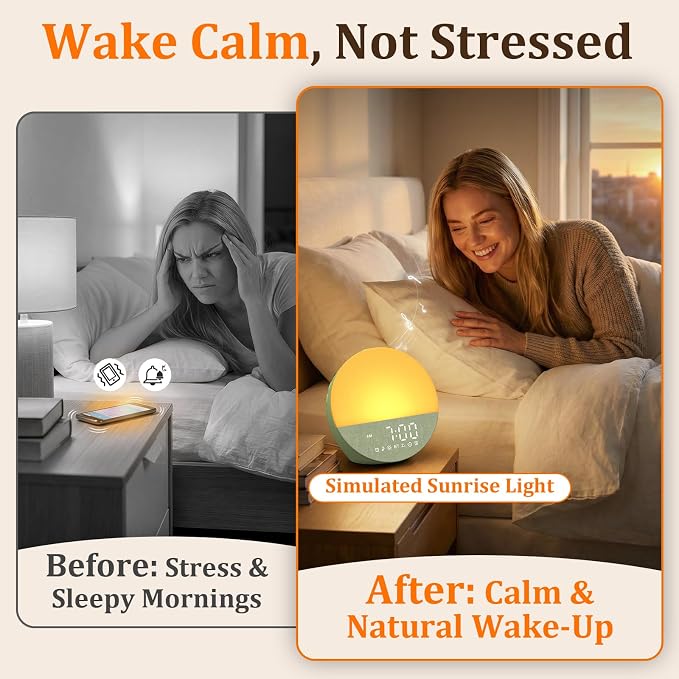 Gentle Wake-Up Sunrise Alarm Clock: 10-60 Min Gradual Light, 20-Level - Image 2