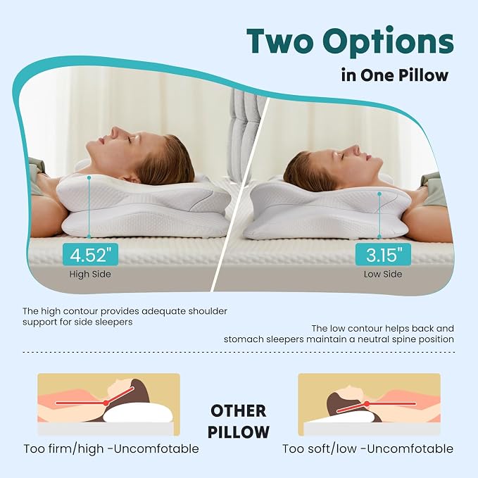 DUMOS Cervical Pillow for Neck and Shoulder, Contour Memory Foam Pillow - Image 4