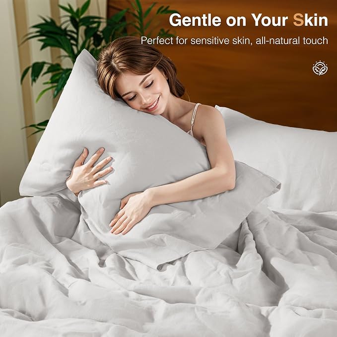 SONORO KATE 100% French Linen Duvet Cover Queen Size, Soft Breathable - Image 6