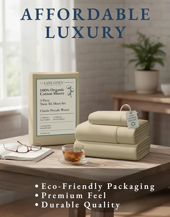 LANE LINEN Twin XL Sheets Set, 100% Mercerized Organic Cotton Twin XL Bed - Image 8