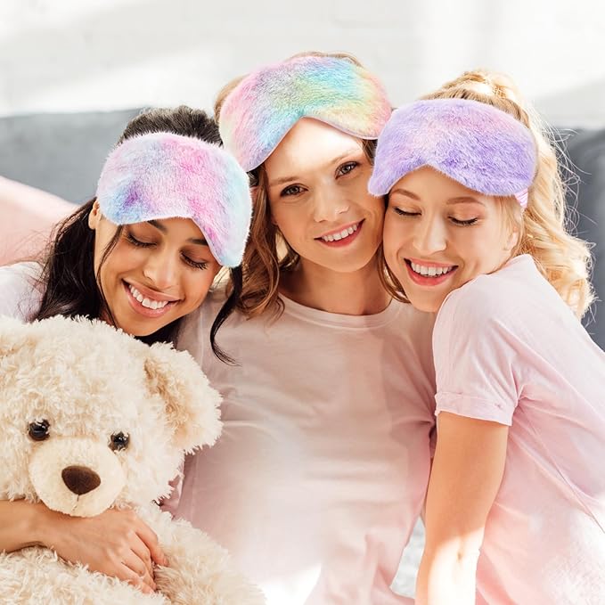 Cuffbow 6 Pack Plush Sleep Mask Set, Cute Plush Eye Masks - Image 5