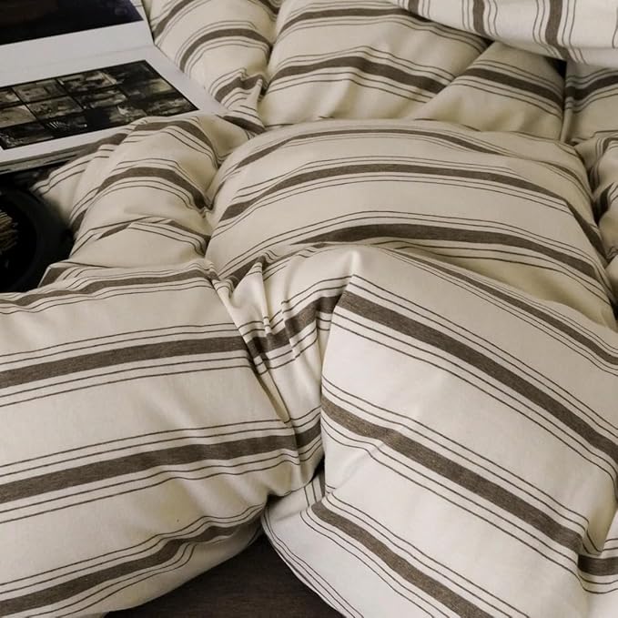 Nayoroom Striped Duvet Cover Queen Size Brown Stripe Duvet Cover Dorm Bedding - Image 6