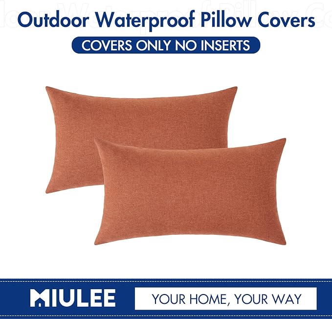MIULEE Pack of 2 Decorative Outdoor Solid Waterproof Throw Pillow Covers Spring - Image 5