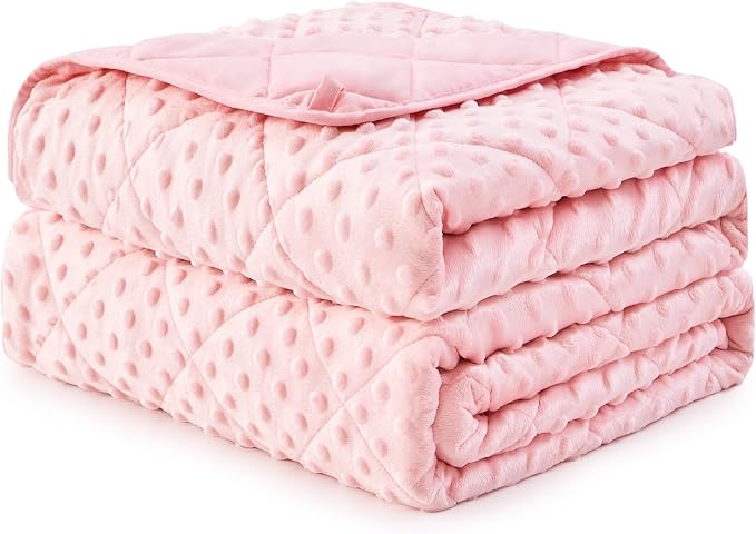 Pink Weighted Blanket for Adults 12lbs, Twin Full Size Breathable Cooling Minky - Image 9