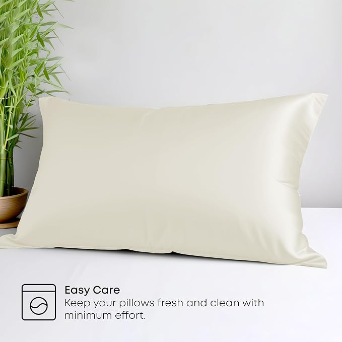 LINENWALAS 100% Rayon Derived from Bamboo Silk Pillow Cases Set of 2, Soft - Image 4