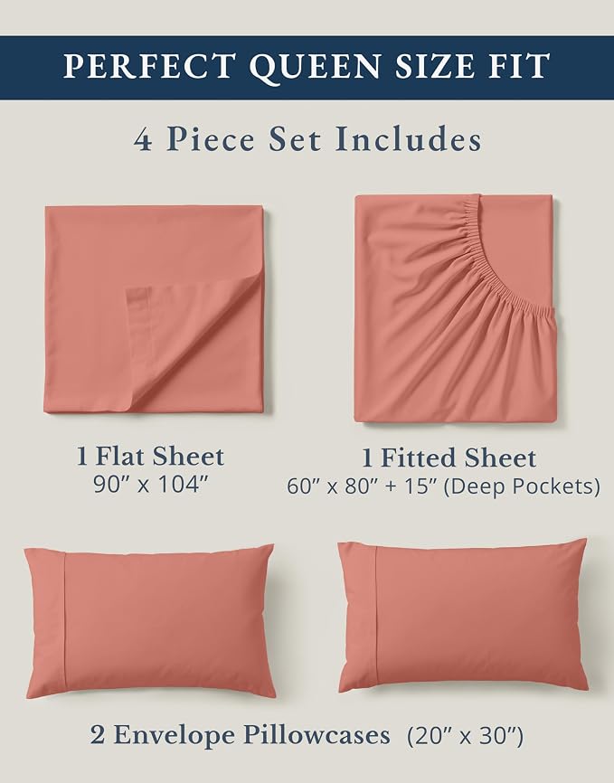 LANE LINEN 100% Organic Cotton Queen Sheets, Eco Friendly Mercerized Cotton - Image 4