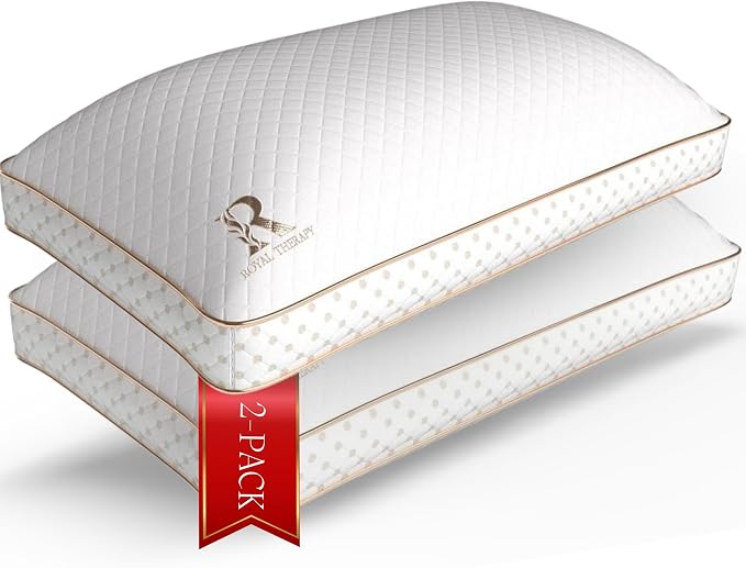 Royal Therapy 2-Pack Queen Memory Foam Pillow, Adjustable Shredded Odor-Free by ROYALTHERAPY