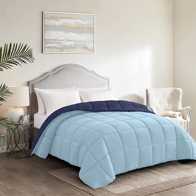 Homelike Moment Twin Comforter Duvet Insert- Blue Down Alternative Bed - Image 3