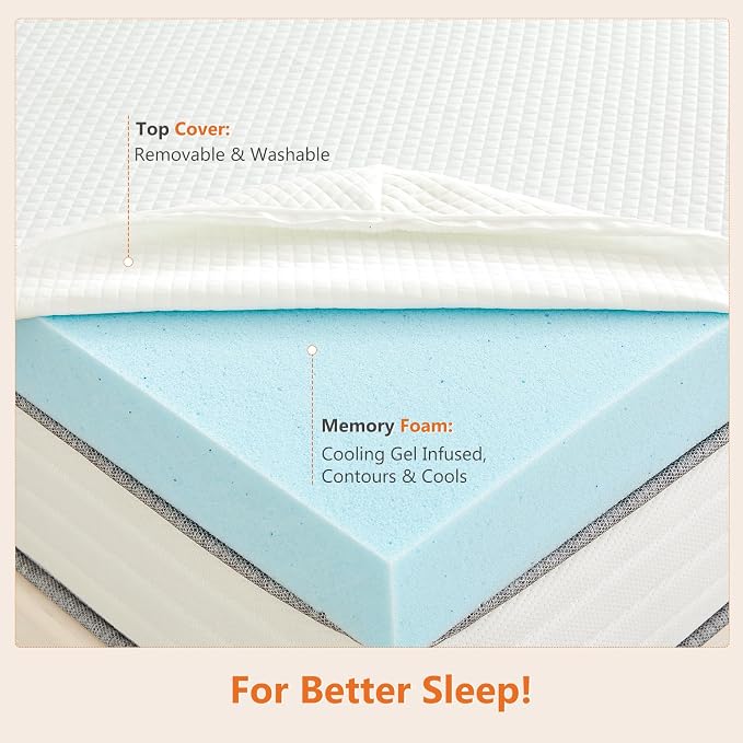 DUMOS 3 Inch Gel Memory Foam Mattress Topper Queen Size, Cooling Breathable - Image 8
