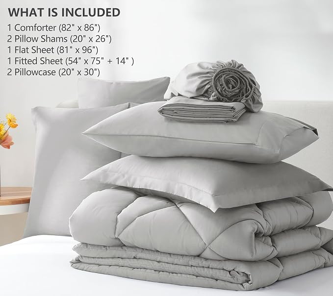 CozyLux Full Size Comforter Sets Light Grey - Image 6