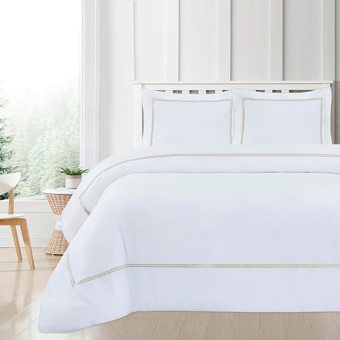 Dreamology White Duvet Cover Luxury Hotel Quality Bedding Set 100% Cotton - Image 3