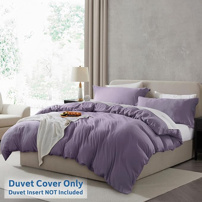 Nestl Grayish Purple California King Duvet Cover Sets - Image 2