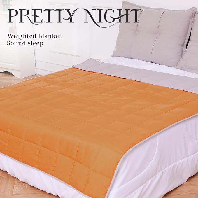 Weighted Blanket 12lbs Queen Size Orange Grey 60"x80" Weighted Blankets - Image 2