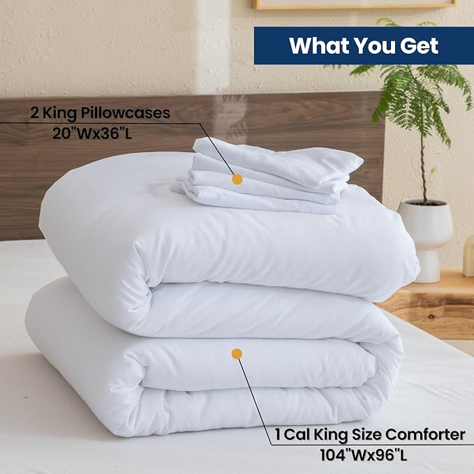 Paxrac Classic Pure White California King Comforter, 3 Pieces Oversized King - Image 7
