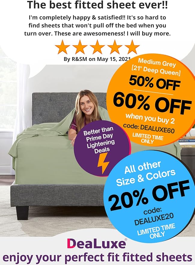 King Fitted Sheet King Size Fitted Sheet Only Deep Pocket – Real 16” Fitted Bed - Image 2