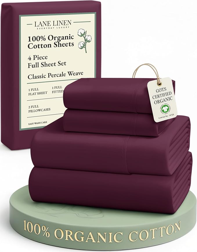 LANE LINEN 100% Organic Cotton Eco Friendly Full Size Bed Sheets, Mercerized by LaneLinen