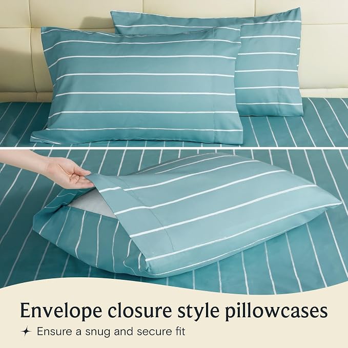 LuxClub Striped Sheets, Deep Pockets 18" Eco Friendly Wrinkle Free-Kids-Fitted - Image 4
