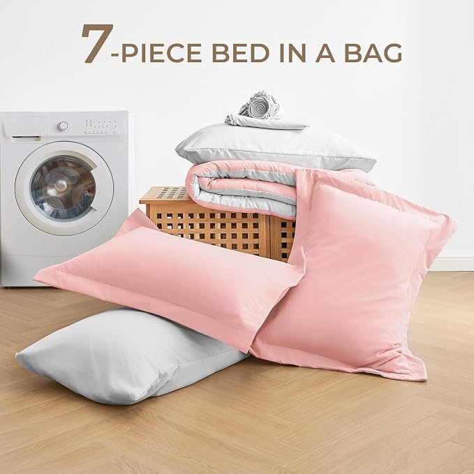Sasttie King Size Comforter Set, 7 Pieces Reversible Bed in a Bag King - Image 6