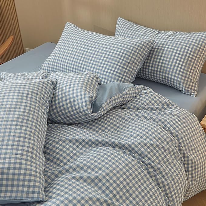 Nayoroom Blue Gingham Duvet Cover Queen Size 100% Washed Cotton Duvet Cover 3 - Image 3