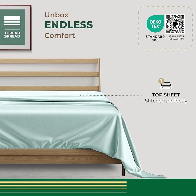 THREAD SPREAD 100% Organic Cotton Percale Flat Sheet Twin Size - Image 3