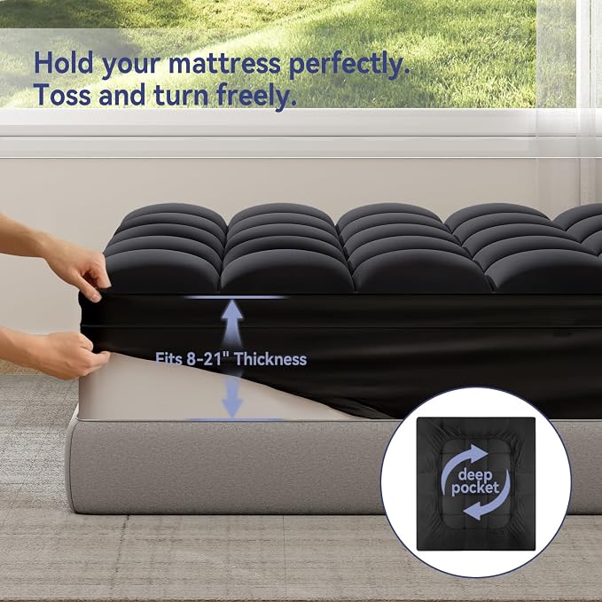 ELEMUSE RV Short Queen Black Mattress Topper - Image 6