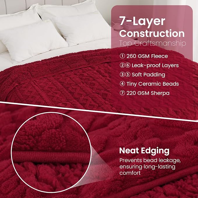 Drewin Weighted Blanket Queen Size 20 lbs, Cozy Sherpa Weighted Blankets - Image 6