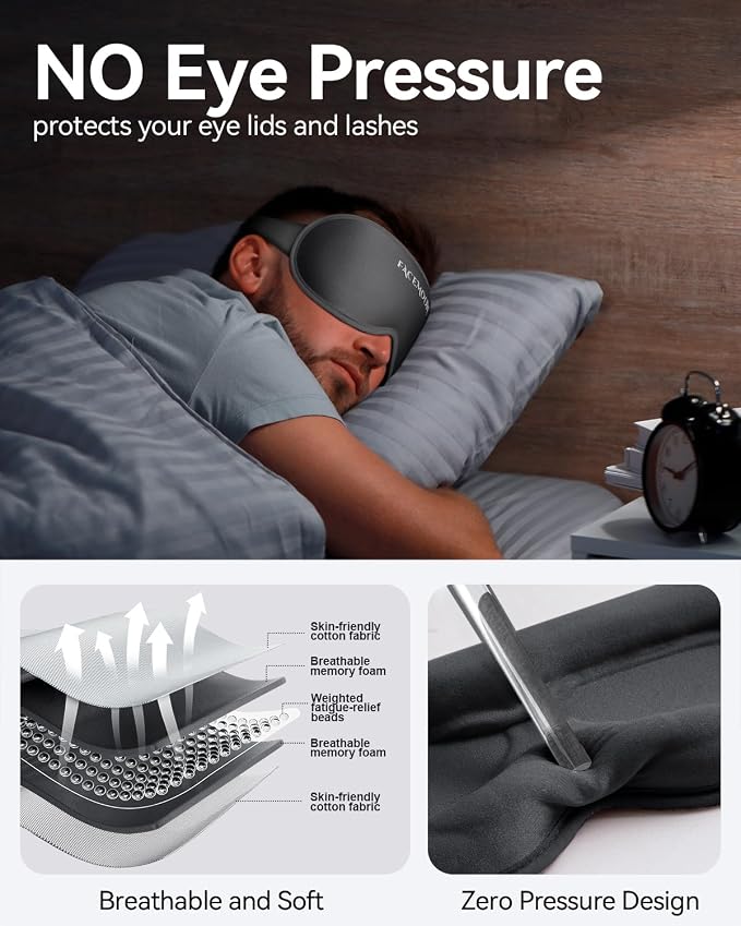 FACEMOON Sleep Mask for Men & Women – 3D Weighted Design, 100% Blackout - Image 5