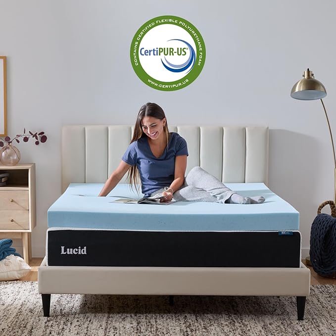 Lucid 4 Inch Memory Foam Mattress Topper, Twin XL Size – Cooling Gel Bed Topper - Image 4
