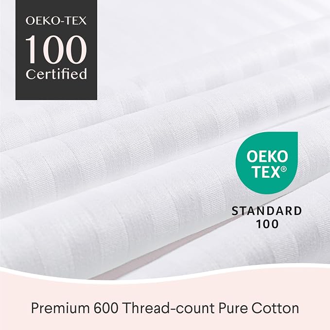 FAUNNA 600TC 100% Cotton Pillow Protectors, King Size, 4 Pack, Oeko-TEX - Image 2