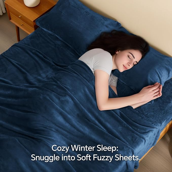 BEDELITE Flannel Sheets Full Size Navy - Image 3
