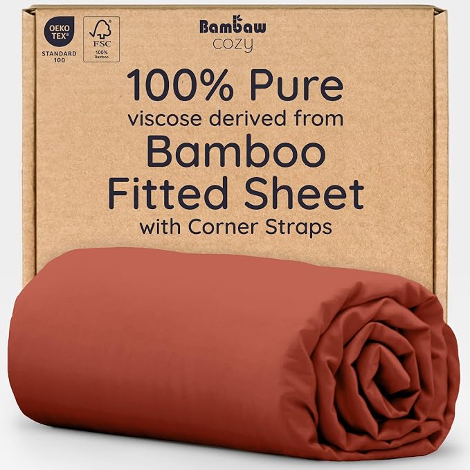 Bambaw 100% Viscose Derived from Bamboo Full Fitted Sheet Size, 15’’ Deep by Bambaw