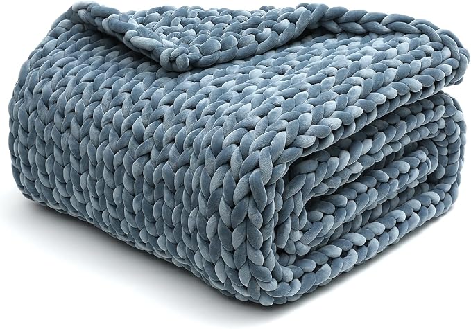 YnM Velvet Weighted Blanket, Handmade Chunky Knitted Design, Soft and Cozy by YNM