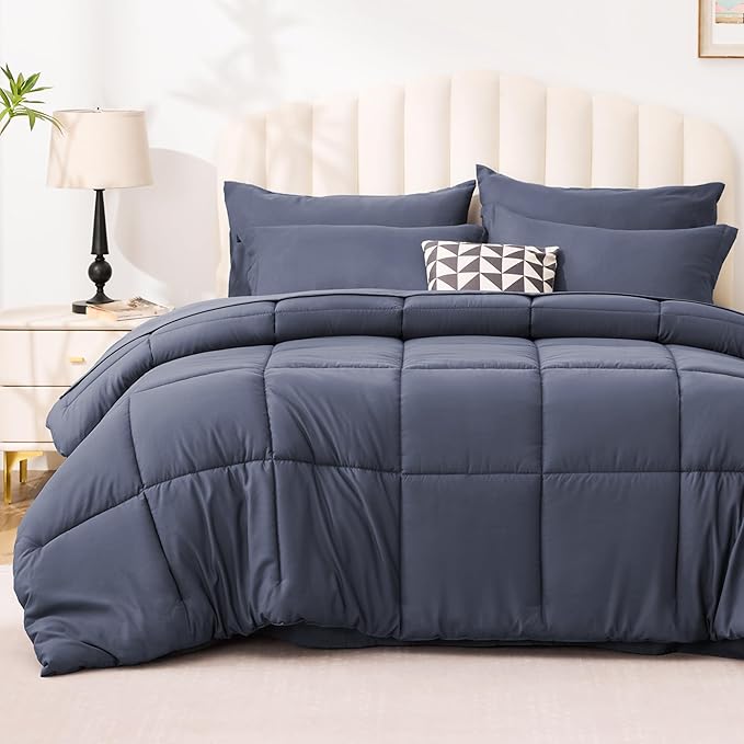 Love's cabin Twin XL Comforter Set Indigo Blue, 5 Pieces Twin XL Bed in a Bag by Lovescabin